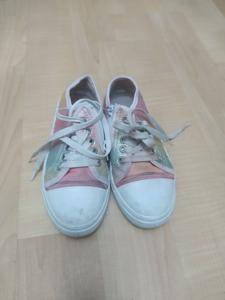 Kız Çocuk Pastel Renkli Simli Bağcıklı Spor Ayakkabı - Görsel 3