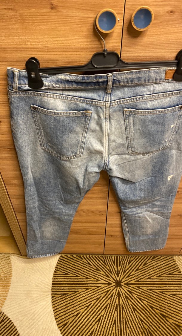 Yırtık Gri Denim erkek Jean - Görsel 4