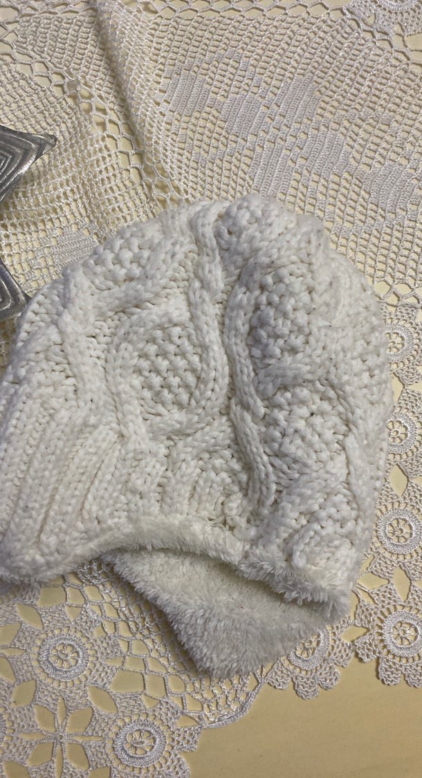 Beyaz Örgü Bohem Kadın Bere - Görsel 2