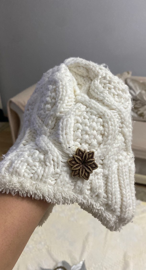 Beyaz Örgü Bohem Kadın Bere - Görsel 4