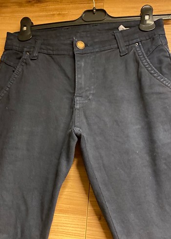 Erkek Lacivert Düğmeli Denim Pantolon - Görsel 3