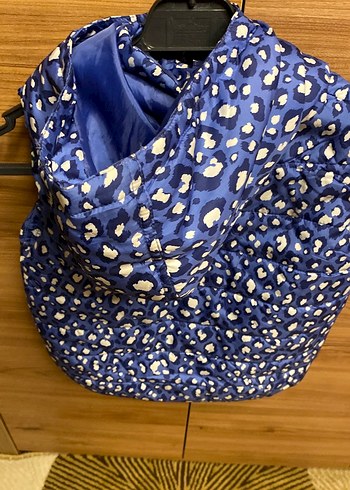 Kız Çocuk Mavi Kapüşonlu Desenli Yelek - Görsel 3