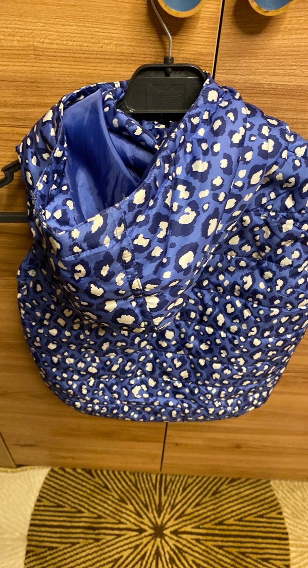 Kız Çocuk Mavi Kapüşonlu Desenli Yelek - Görsel 3