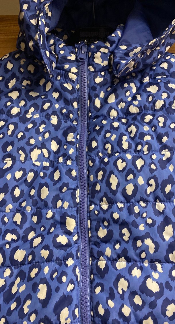 Kız Çocuk Mavi Kapüşonlu Desenli Yelek - Görsel 2