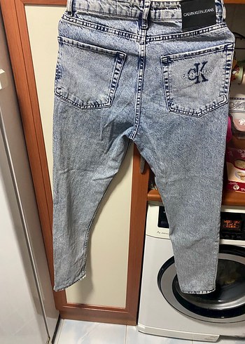 Gri Mavi Kadın Midi Boy Geniş Kesim Kot Pantolon - Görsel 2