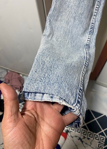 Gri Mavi Kadın Midi Boy Geniş Kesim Kot Pantolon - Görsel 4