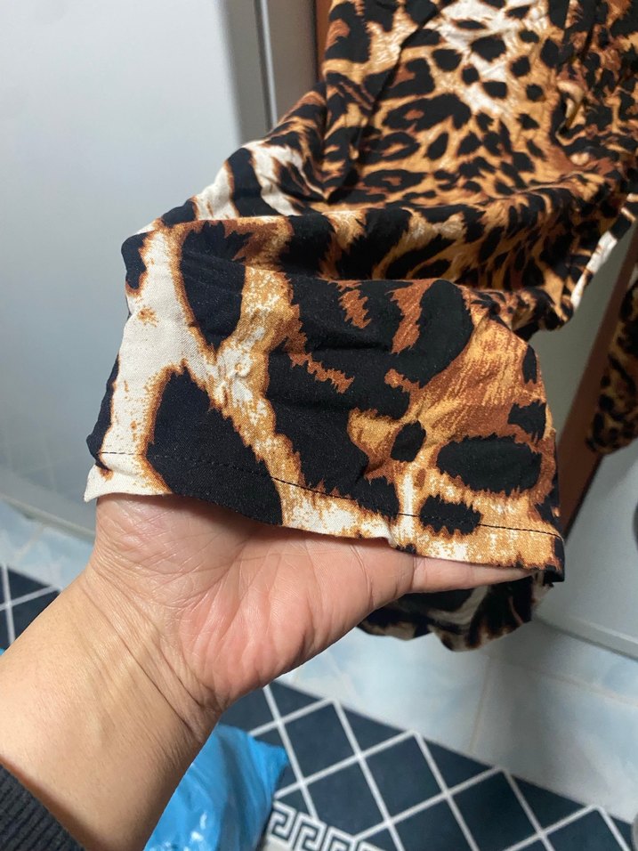 Kahverengi Zebra Desenli Mini Kadın Pantolon - Görsel 2