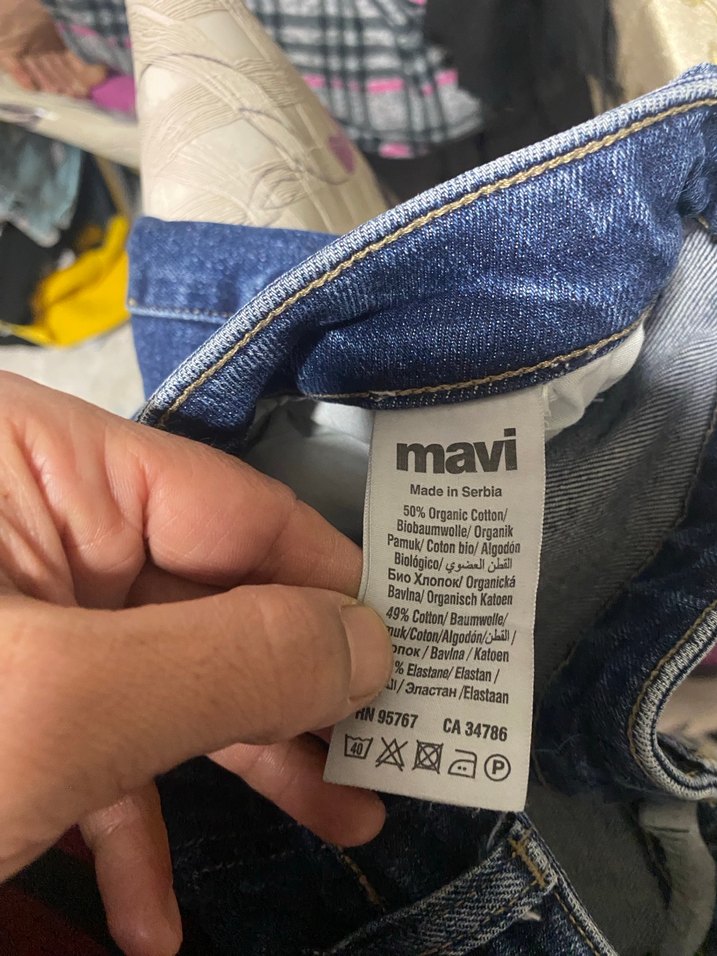 Koyu Mavi Düz Kesim Kadın Denim Pantolon - Görsel 5
