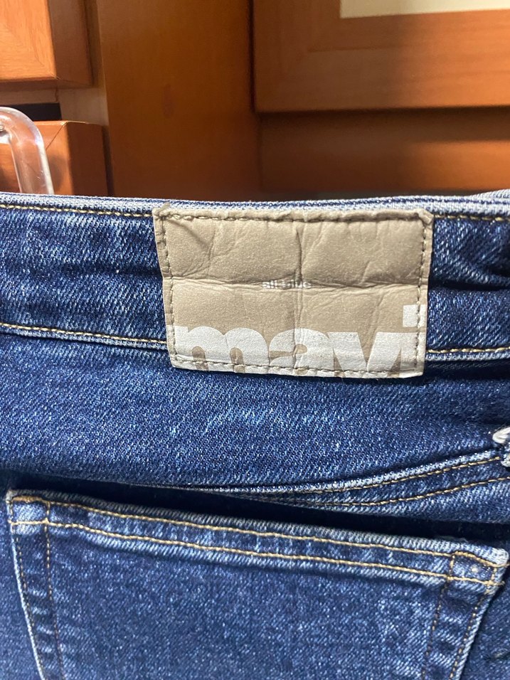 Koyu Mavi Düz Kesim Kadın Denim Pantolon - Görsel 4