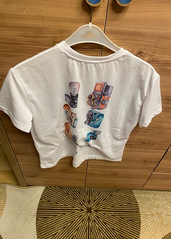 Beyaz Keten Kısa Kollu Salaş Tişört - Görsel 3