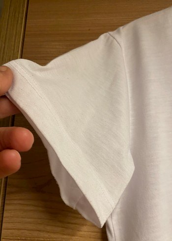 Beyaz Keten Kısa Kollu Salaş Tişört - Görsel 2