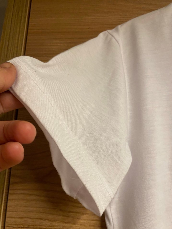 Beyaz Keten Kısa Kollu Salaş Tişört - Görsel 2