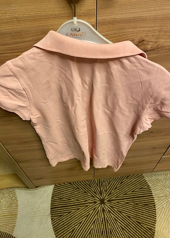 Düğmeli Pembe Polo Yaka Kısa Kollu Tişört - Görsel 3