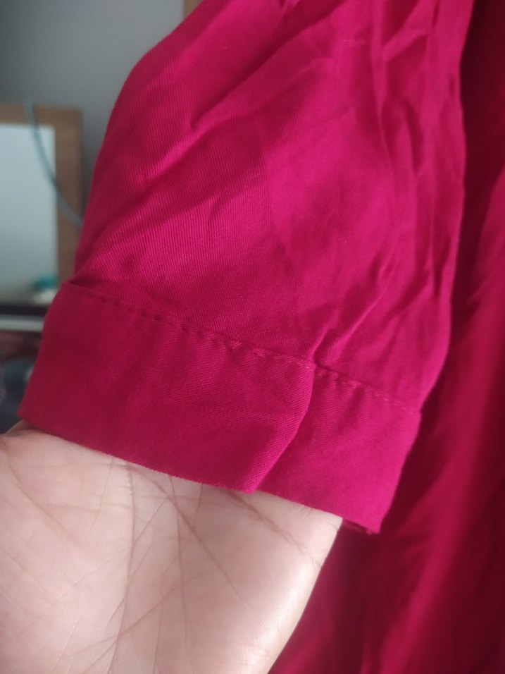 kırmızı Kadın V Yaka Midi Tunik - Görsel 4