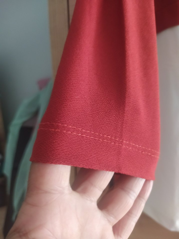 Kırmızı Düğmeli Pamuklu Mini Kadın Gömlek - Görsel 4