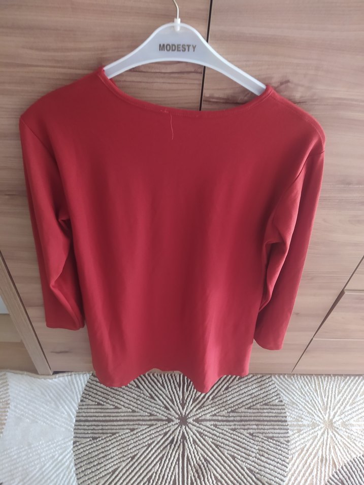 Kırmızı Düğmeli Pamuklu Mini Kadın Gömlek - Görsel 2