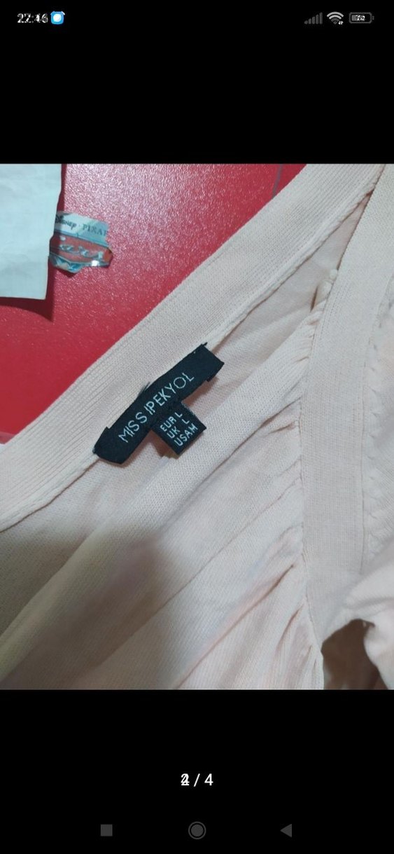 Bej V Yaka Bluzu, Uzun Kollu, Midi Boy - Görsel 2