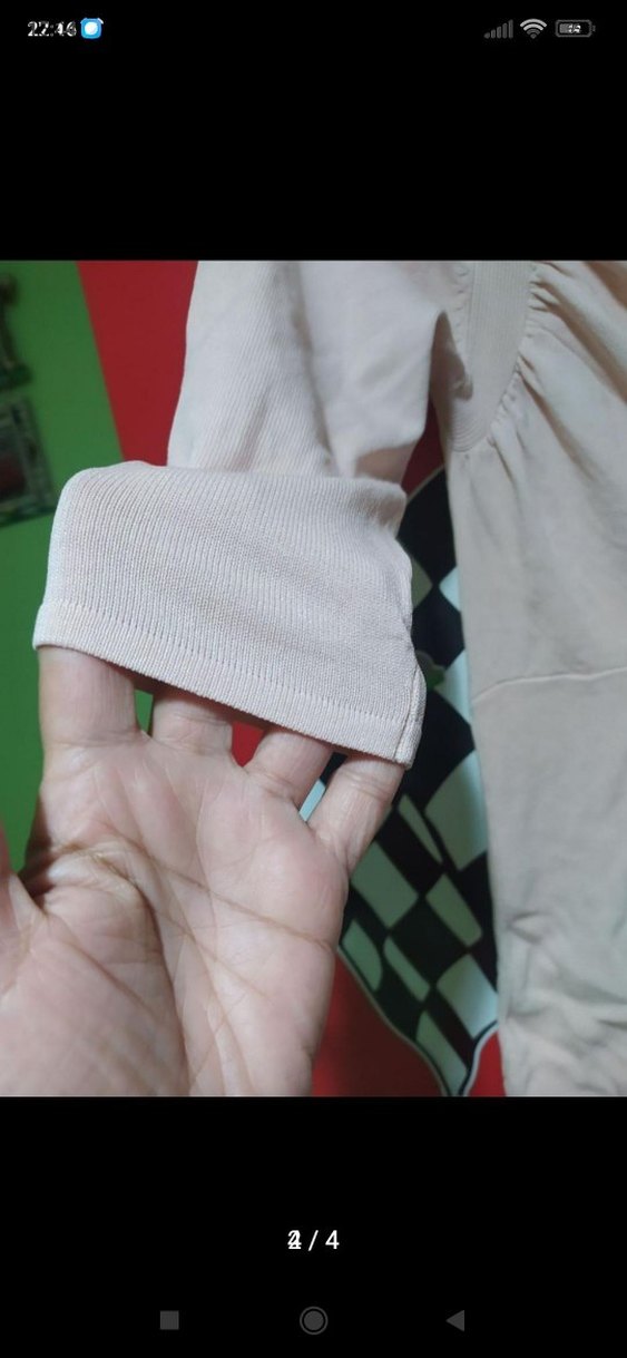 Bej V Yaka Bluzu, Uzun Kollu, Midi Boy - Görsel 4