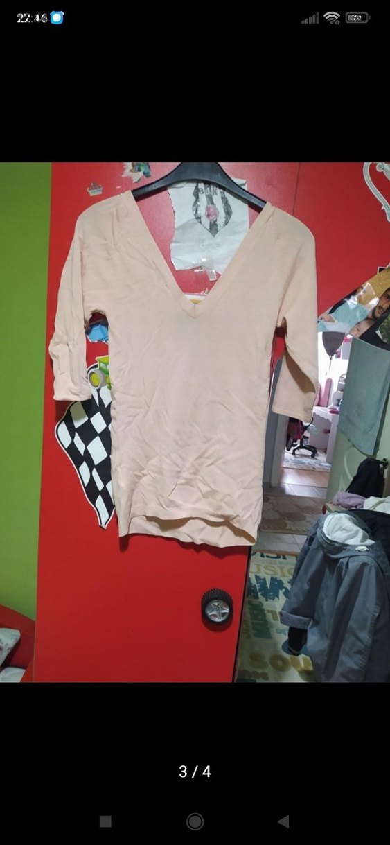 Bej V Yaka Bluzu, Uzun Kollu, Midi Boy - Görsel 3