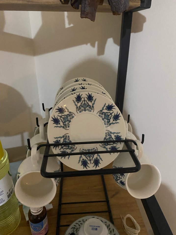 Mavi Desenli Türk Kahvesi Fincanı ve Tabağı Karaca İznik etnik - Görsel 2