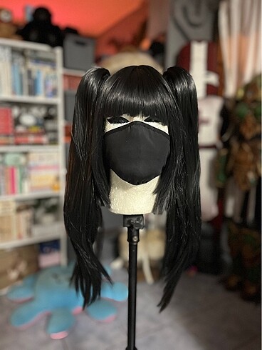 Beden Siyah Twin Tail Kahküllü Peruk