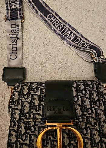 Dior Christian Dior Gri Deri Baskili Kadin Canta