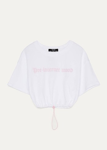 Bershka Bershka marka crop kısa kollu bluz