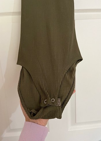 xs Beden haki Renk Dik yaka örme kolsuz çıtçıtlı body