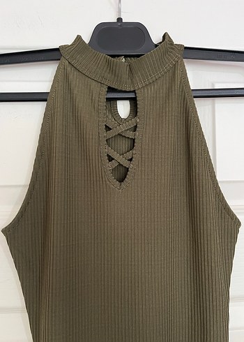 Dik yaka örme kolsuz çıtçıtlı body - Görsel 4