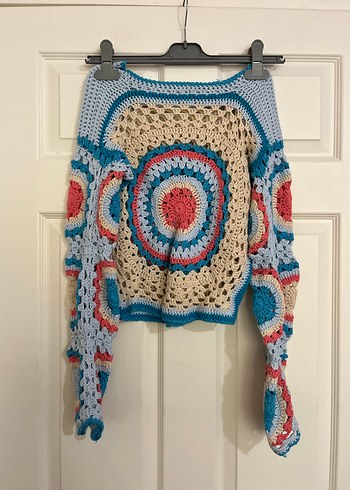 Bohem Çok Renkli Crochet Kadın Kazak