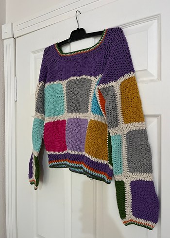 s Beden Çok renkli crochet kazak