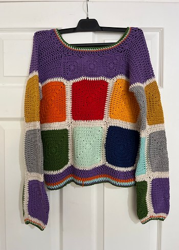 s Beden çeşitli Renk Çok renkli crochet kazak