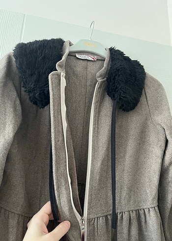 Taş rengi Uzun Kadın Keçe Kaban - Görsel 3