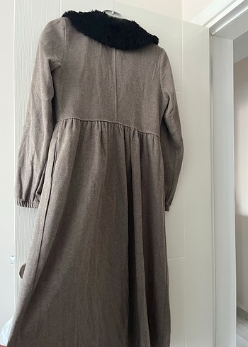 Taş rengi Uzun Kadın Keçe Kaban - Görsel 5