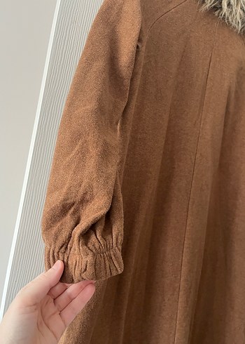 Kahverengi Uzun Kadın Kaban, Kürklü Yaka - Görsel 5
