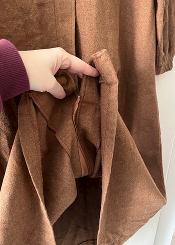 Kahverengi Uzun Kadın Kaban, Kürklü Yaka - Görsel 2