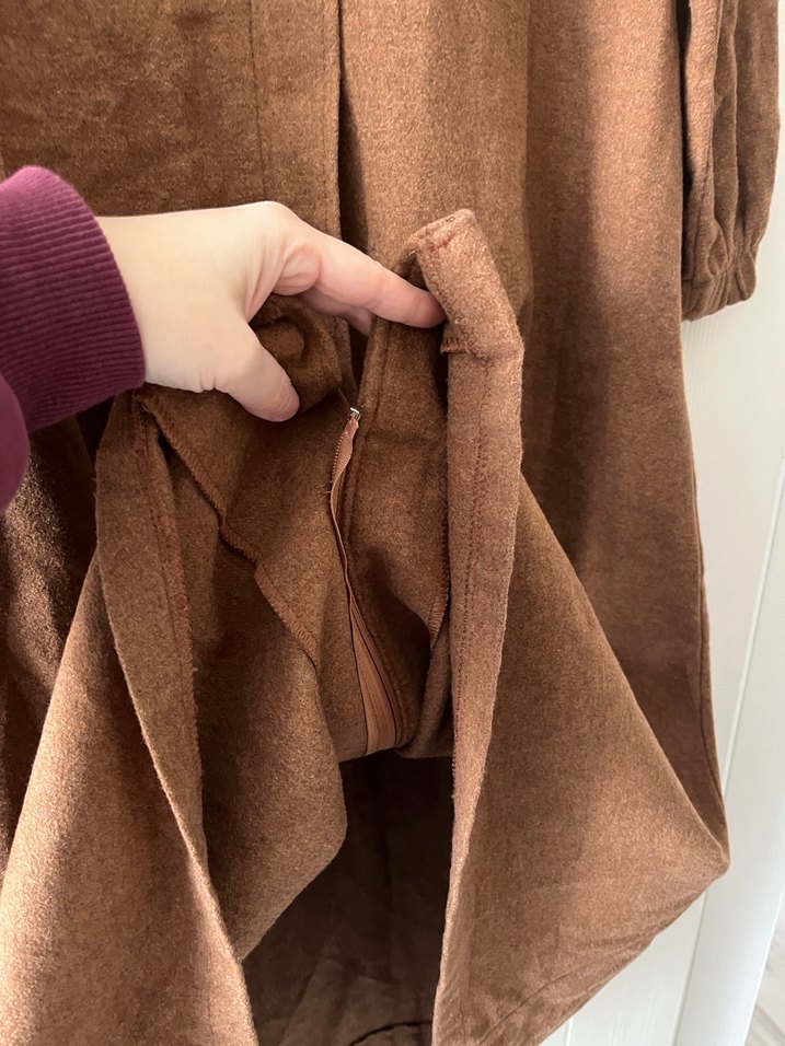 Kahverengi Uzun Kadın Kaban, Kürklü Yaka - Görsel 2