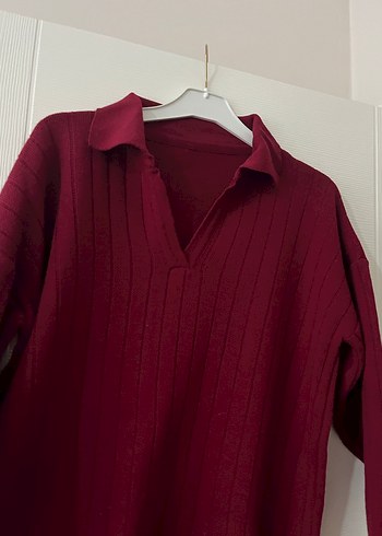 Bordo Kadın Triko Uzun Kollu Kazak - Görsel 2