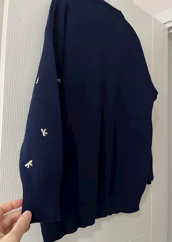 Nakışlı Lacivert Kadın Triko Kazak - Görsel 2