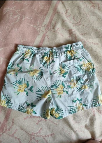 Düğmeli Beyaz Çiçek Desenli Erkek Mayo - Görsel 3