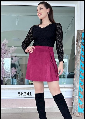 38 Beden bordo Süet Mini Etek
