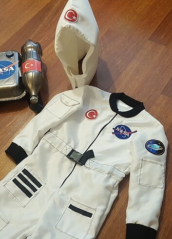 7 Yaş Beden beyaz Renk Astronot kostum tam set