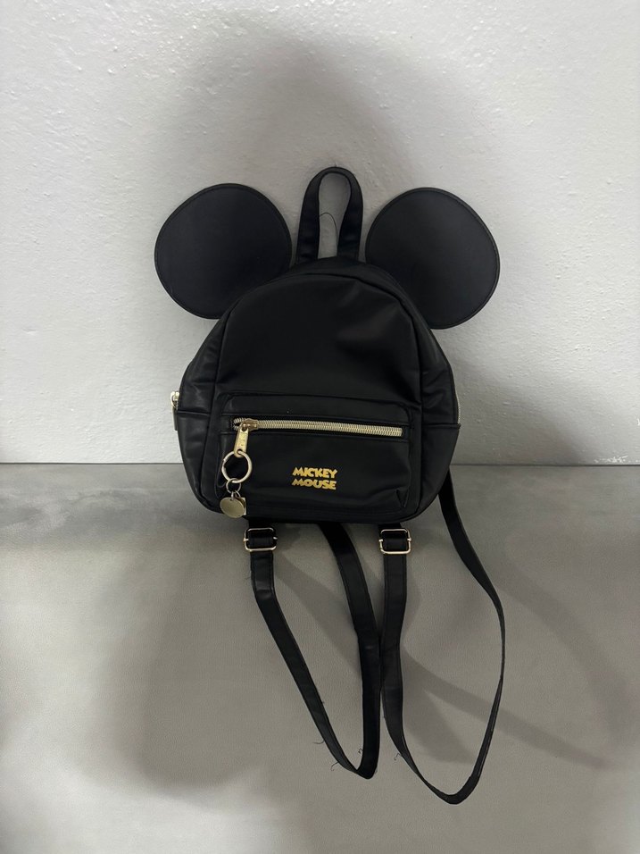 Siyah Mickey Mouse Deri Sırt Çantası - Görsel 2