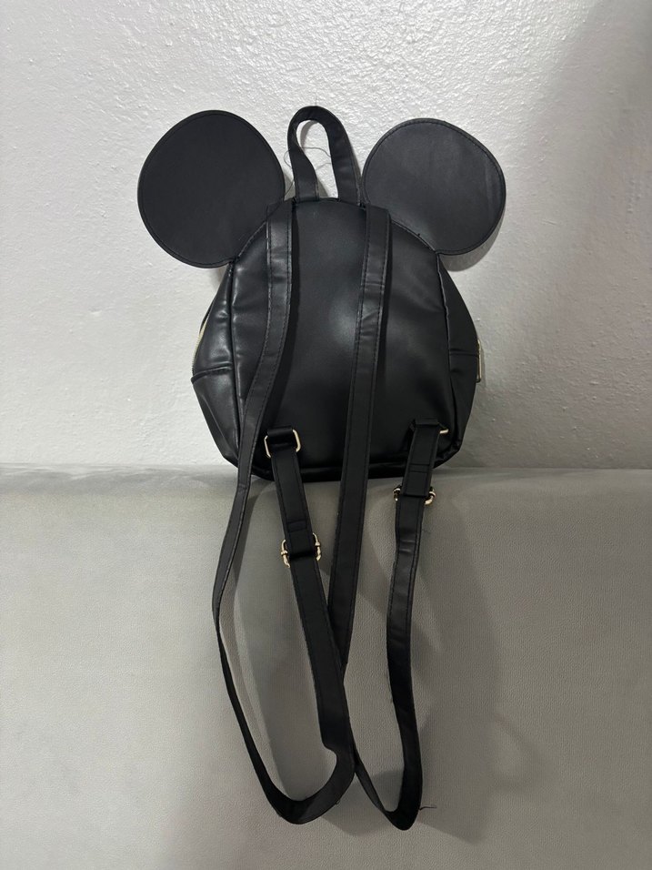Siyah Mickey Mouse Deri Sırt Çantası - Görsel 3
