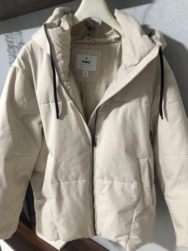 Mavi Bej Midi Kadın Mont - Görsel 2