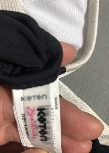 Beyaz Siyah Kemerli Kadın Mayo koton - Görsel 4