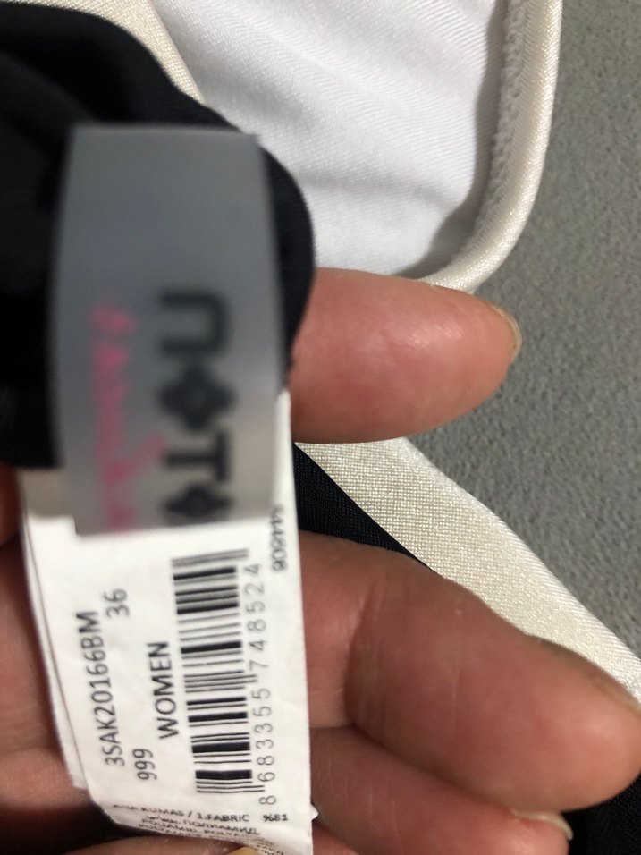 Beyaz Siyah Kemerli Kadın Mayo koton - Görsel 5