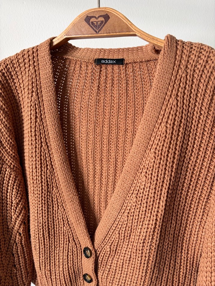 Addax Bohem Tarzı Kahverengi Örgü Hırka - Görsel 2