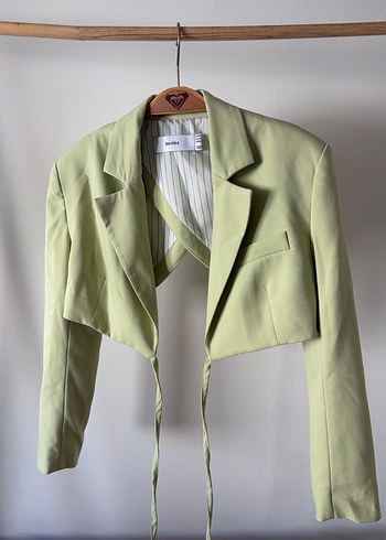 Yeşil Kemerli Midi Kadın Ceket - Görsel 4