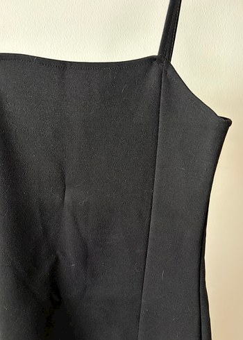 Siyah Mini İnce Askılı Elbise - Görsel 4